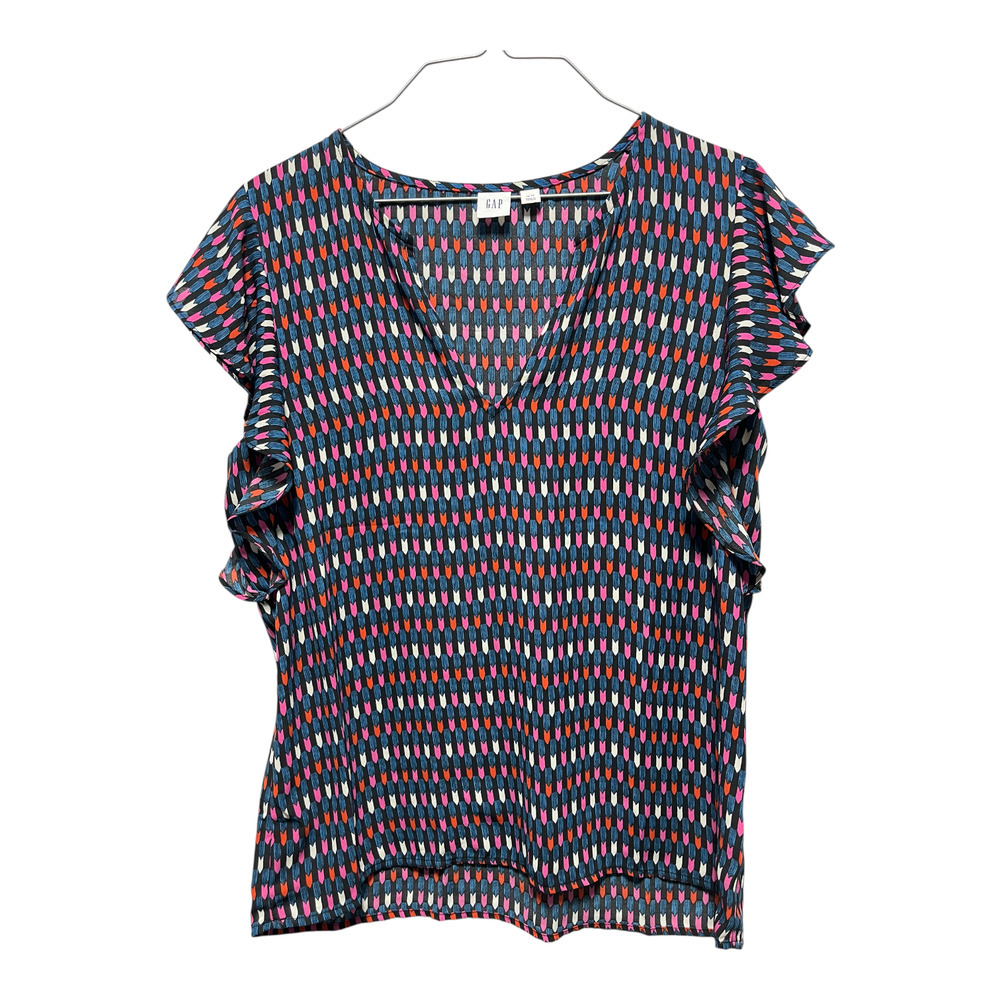 GAP Women’s Multicolor Printed Ruffle Sleeve Blouse Size XS | Boho Chic Top - Picture 2 of 7